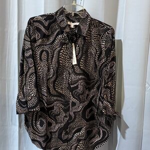 Chico's Black and Cream Swirl Blouse